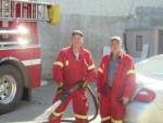 Volunteer Firefighters Pitching In at Enderby Community Clean Up Day in 2015