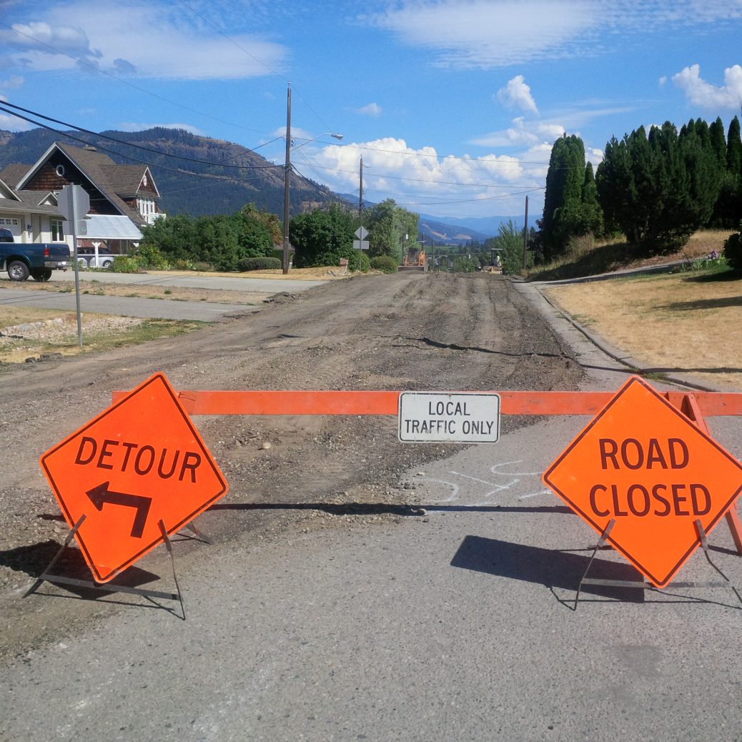 Salmon Arm Drive construction - pavement milling