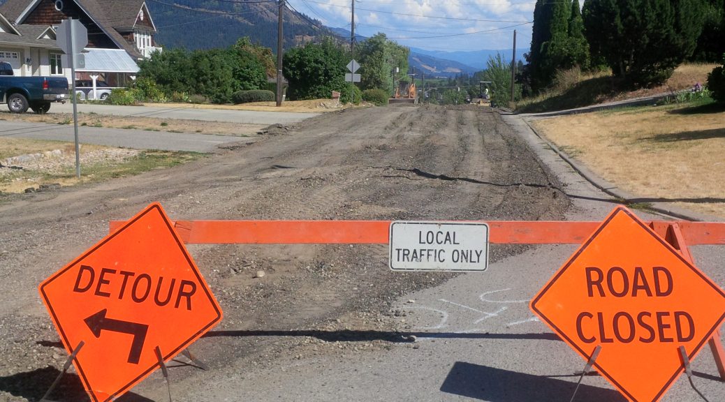 Salmon Arm Drive construction - pavement milling