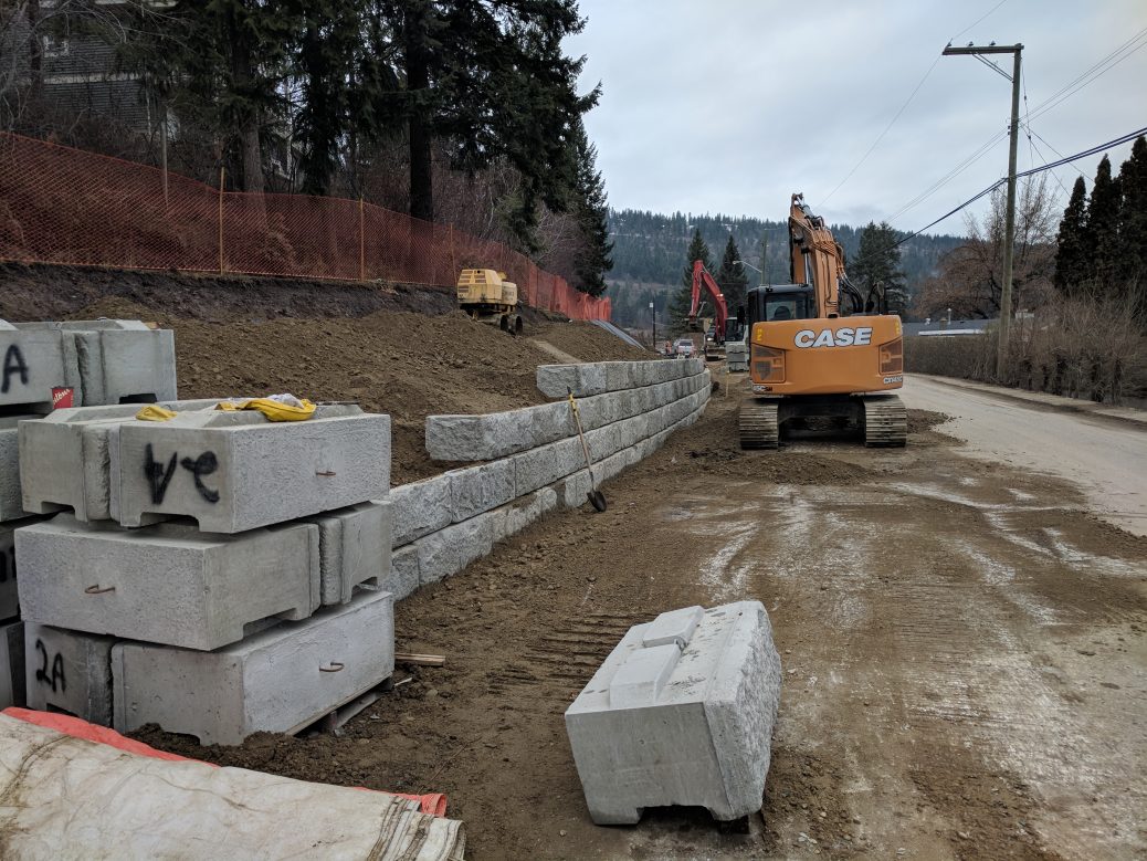 Salmon Arm Drive retaining wall construction 01