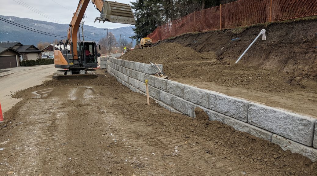 Salmon Arm Drive retaining wall construction 02