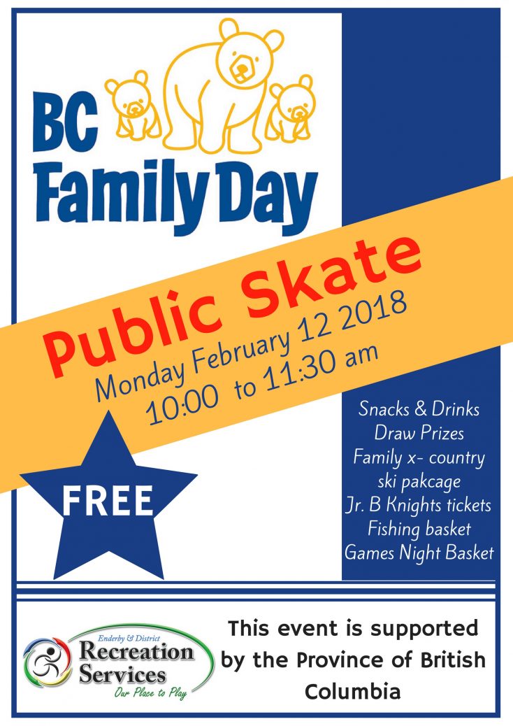 Enderby Family Day Free Skate 2018 Poster