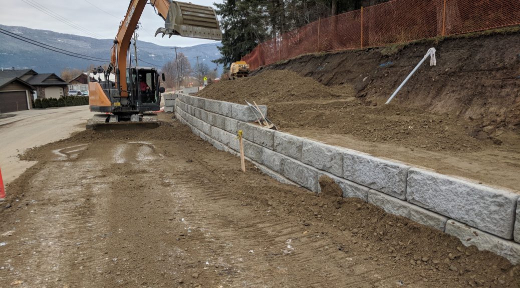 Salmon Arm Drive retaining wall construction
