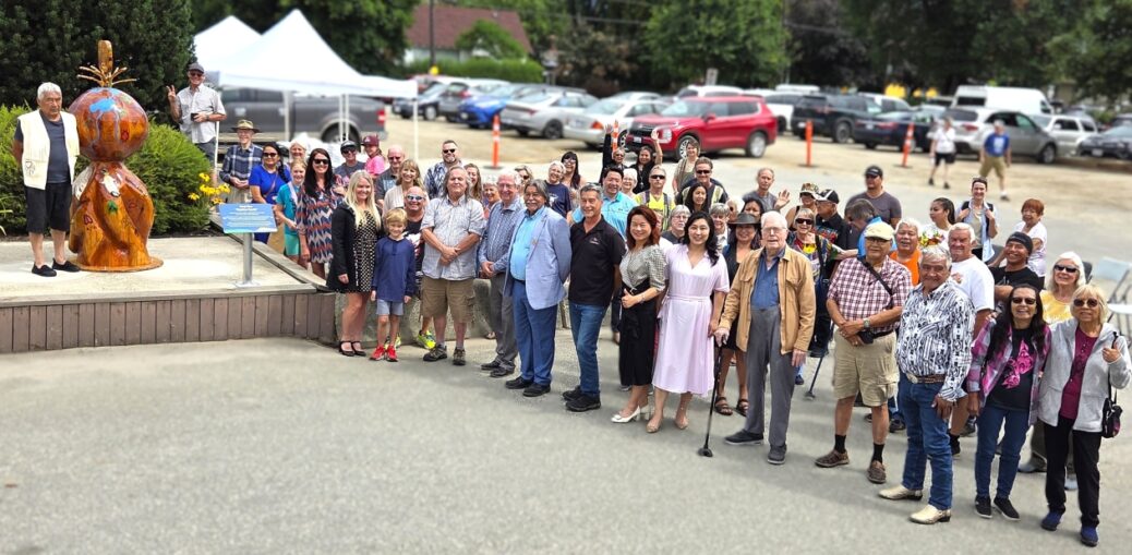 Unveiling of Hop You's Mother Earth sculpture in Enderby BC In July 2025 Full Group Picture