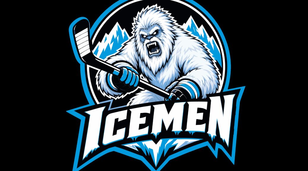 Icemen Logo and Mascot black background